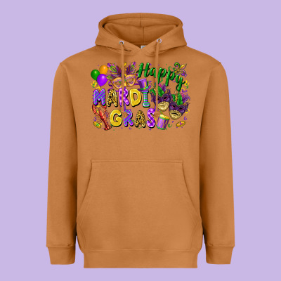 Happy Mardi Gras Heavyweight Hoodie Designed By Fadigitalartstudio