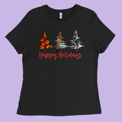 Happy Holidays Christmas Trees Ladies Tee Designed By Jasminsmagicworld