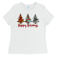 White happy holidays christmas trees Ladies Tee - Jasminsmagicworld