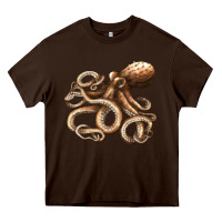 Chocolate Brown octopus Heavy Core Tee - LillyAllenDesigns