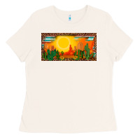 Western  Sunset Cactus Leopard Serape   License Plate Template Ladies Tee | Teevron