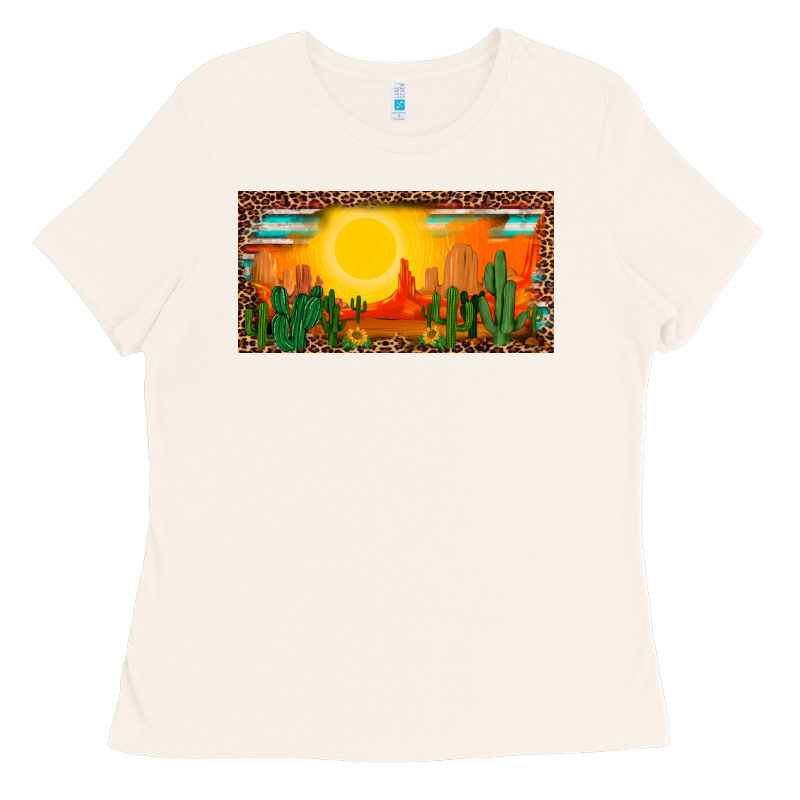 Western  Sunset Cactus Leopard Serape   License Plate Template Ladies Tee by BarkalooDesign | Teevron