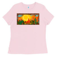Bubblegum Pink western  sunset cactus leopard serape   license plate template Ladies Tee - BarkalooDesign