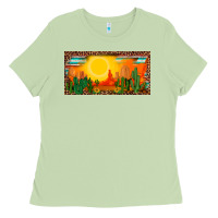 Matcha western  sunset cactus leopard serape   license plate template Ladies Tee - BarkalooDesign