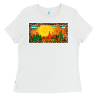 White western  sunset cactus leopard serape   license plate template Ladies Tee - BarkalooDesign