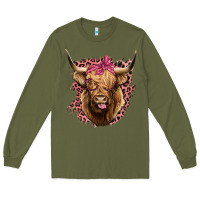 Army Green Highland cow Long Sleeve Tee - Bettercallsaul