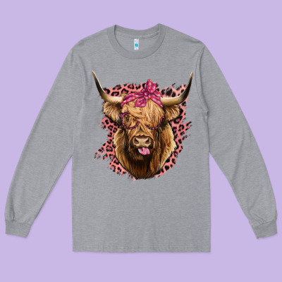 Highland Cow Long Sleeve Tee Designed By Bettercallsaul
