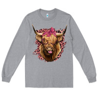 Heather Grey Highland cow Long Sleeve Tee - Bettercallsaul