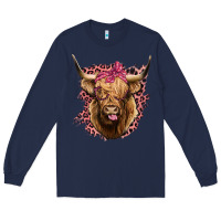 Navy Highland cow Long Sleeve Tee - Bettercallsaul