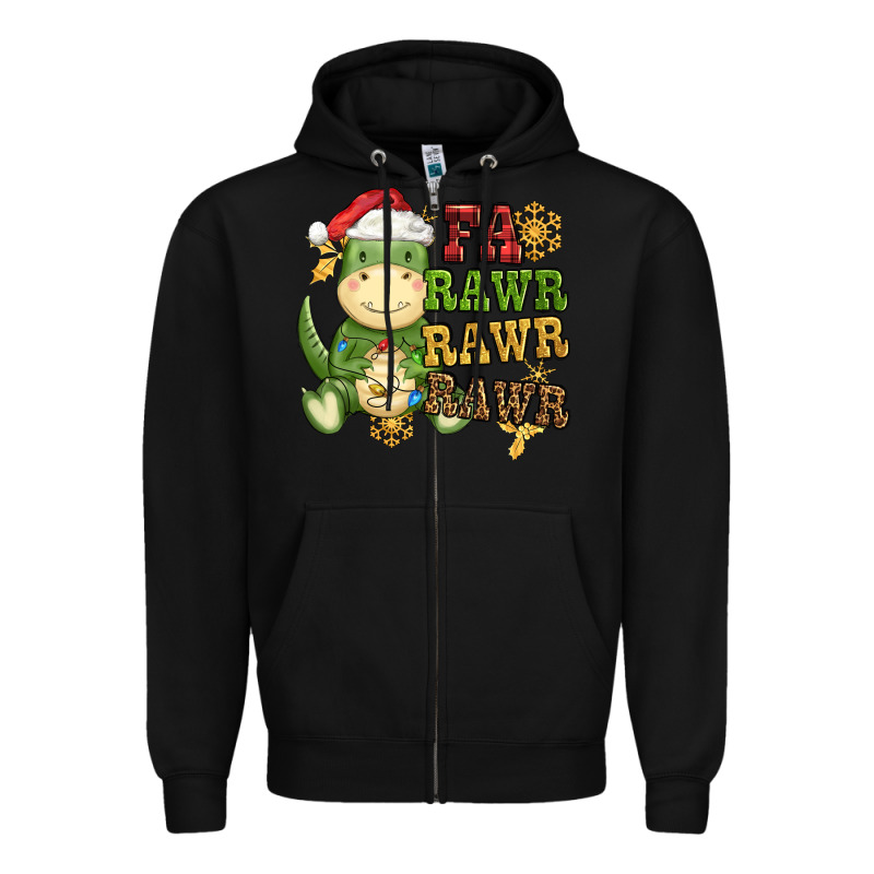 Watercolor T Rex Fa Rawr Rawr Rawr Christmas Zipper Hoodie by CowGirlArtShop | Teevron