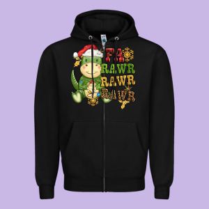 Watercolor T Rex Fa Rawr Rawr Rawr Christmas Zipper Hoodie Designed By Cowgirlartshop