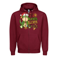 Burgundy watercolor t rex fa rawr rawr rawr christmas Zipper Hoodie - CowGirlArtShop