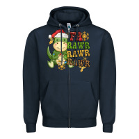Navy watercolor t rex fa rawr rawr rawr christmas Zipper Hoodie - CowGirlArtShop