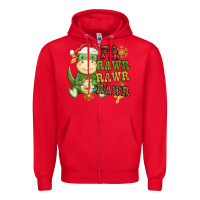 Red watercolor t rex fa rawr rawr rawr christmas Zipper Hoodie - CowGirlArtShop