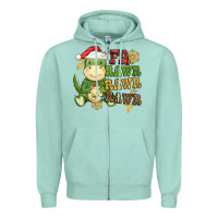 Seafoam watercolor t rex fa rawr rawr rawr christmas Zipper Hoodie - CowGirlArtShop