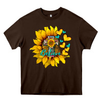 Chocolate Brown western sunflower  cross believe Heavy Core Tee - BarkalooDesign