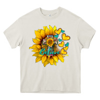 Cream western sunflower  cross believe Heavy Core Tee - BarkalooDesign
