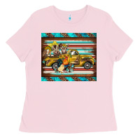 Bubblegum Pink western truck farm animals serape leopard turquoise's Ladies Tee - BarkalooDesign