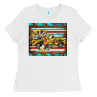 White western truck farm animals serape leopard turquoise's Ladies Tee - BarkalooDesign