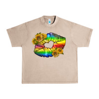 French Oak Lgbtq Pride Rainbow Lips Urban Heavy Tee - BundleAndBundleShop
