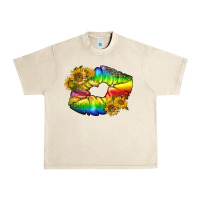 Sandshell Lgbtq Pride Rainbow Lips Urban Heavy Tee - BundleAndBundleShop