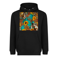 Black western horse and sunflower seamless pattern Heavyweight Hoodie - FaDigitalArtStudio