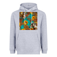 Heather Grey western horse and sunflower seamless pattern Heavyweight Hoodie - FaDigitalArtStudio