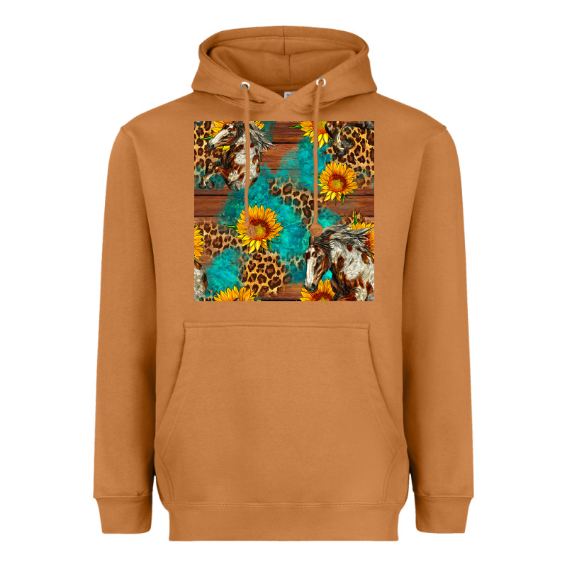 Western Horse And Sunflower Seamless Pattern Heavyweight Hoodie by FaDigitalArtStudio | Teevron