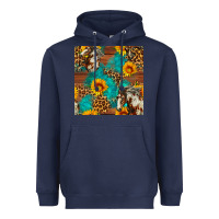 Navy western horse and sunflower seamless pattern Heavyweight Hoodie - FaDigitalArtStudio