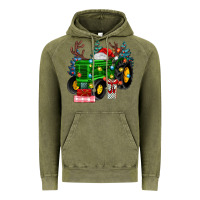 Vintage Olive farm tractor christmas Vintage Hoodie - MaliasSmallBusiness