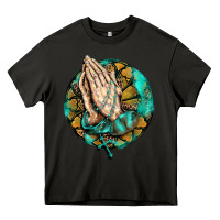 Asphalt western praying hands prayer rosary  faith cross Heavy Core Tee - BarkalooDesign
