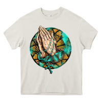 Cream western praying hands prayer rosary  faith cross Heavy Core Tee - BarkalooDesign