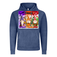 Vintage Denim happy hallothanksmas gnomies Vintage Hoodie - MaliasSmallBusiness