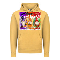 Vintage Mustard happy hallothanksmas gnomies Vintage Hoodie - MaliasSmallBusiness