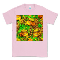 Bubblegum Pink St. Patrick's pot of gold seamless pattern Classic Tee - BundleAndBundleShop