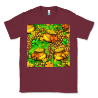 Burgundy St. Patrick's pot of gold seamless pattern Classic Tee - BundleAndBundleShop