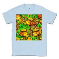 Dusty Blue St. Patrick's pot of gold seamless pattern Classic Tee - BundleAndBundleShop