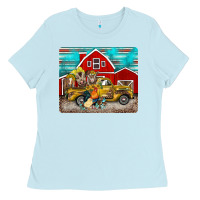 Baby Blue western truck farm animals mousepad Ladies Tee - BarkalooDesign