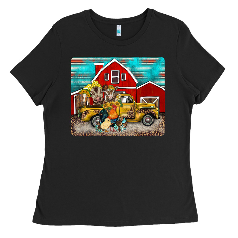 Western Truck Farm Animals Mousepad Ladies Tee by BarkalooDesign | Teevron