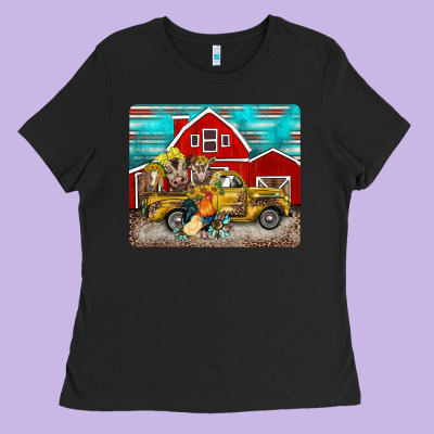 Western Truck Farm Animals Mousepad Ladies Tee Designed By Barkaloodesign