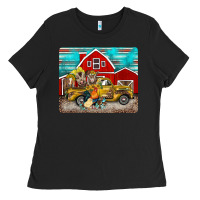 Black western truck farm animals mousepad Ladies Tee - BarkalooDesign