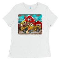 White western truck farm animals mousepad Ladies Tee - BarkalooDesign