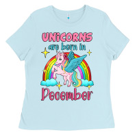 Baby Blue unicorns are born in december Ladies Tee - Jasminsmagicworld