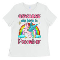 White unicorns are born in december Ladies Tee - Jasminsmagicworld