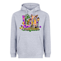 Heather Grey Louisiana LA Mardi Gras Heavyweight Hoodie - FaDigitalArtStudio