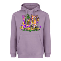 Lavender Louisiana LA Mardi Gras Heavyweight Hoodie - FaDigitalArtStudio
