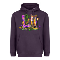 Plum Louisiana LA Mardi Gras Heavyweight Hoodie - FaDigitalArtStudio