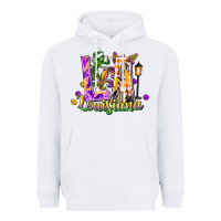 White Louisiana LA Mardi Gras Heavyweight Hoodie - FaDigitalArtStudio
