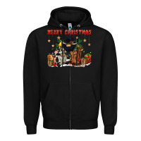 Black merry christmas Zipper Hoodie - CowGirlArtShop