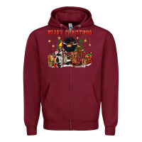 Burgundy merry christmas Zipper Hoodie - CowGirlArtShop